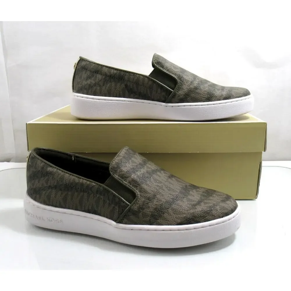 Michael Kors Keaton Slip On Sneakers MK Signature Olive Green Size 7.5 - Picture 4 of 8